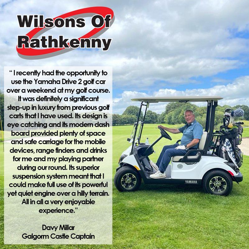 Galgorm Castle Golf Club Captain Davy Millar recently took one of our Yamaha Drive 2 Golf Cars out for a spin!